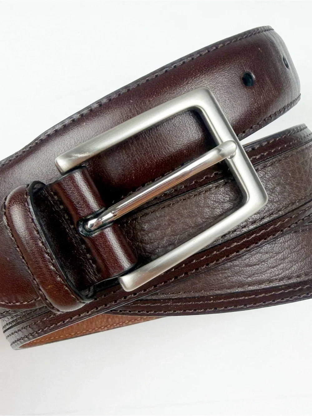 Johnston & Murphy Pebbled Leather Brown Dress Belt Size 44